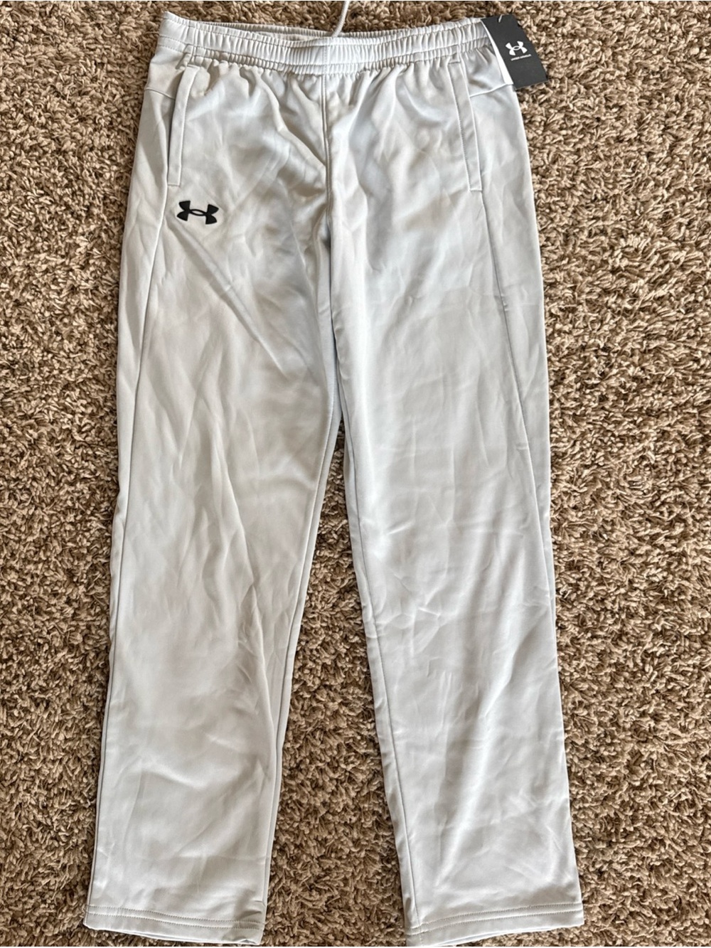 Under Armour Kids White Athletic Joggers with Black Logo